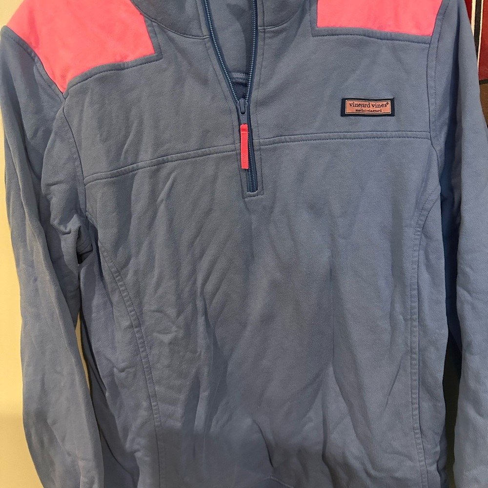 Vineyard Vines Blue Pullover with Pink Detail